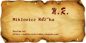 Miklovicz Réka névjegykártya